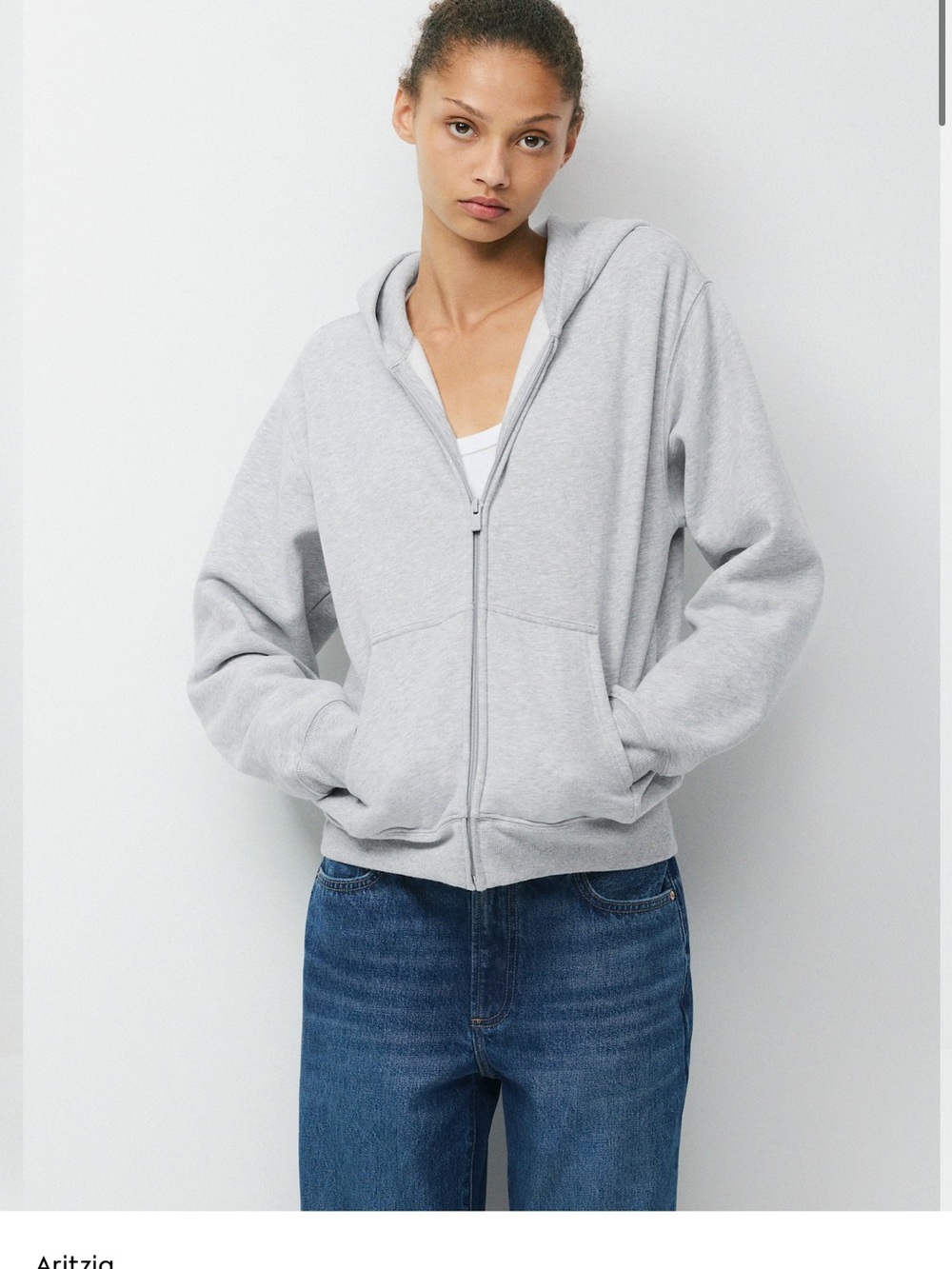 TNA Light Gray Zip-Up Hoodie